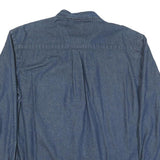 DICKIES Mens Blue Denim Shirt L Cotton Blend Casual Workwear Button Down Pocket
