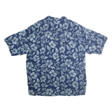 NOMADIC TRADERS Mens Blue Rayon Hawaiian Shirt L Floral Print Casual Summer