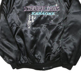 WESTARK Mens Black Satin Starbuilders Karaoke Button Jacket M Nylon Bomber Plain