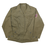 Womens Green Cotton Blend Classic Jacket M Plain Button Closure Patch