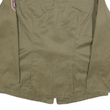 Womens Green Cotton Blend Classic Jacket M Plain Button Closure Patch
