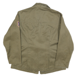 Womens Green Cotton Blend Classic Jacket M Plain Button Closure Patch