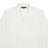 TOMMY HILFIGER Mens White & Black Pinstripe Shirt L Classic Long Sleeve Button
