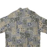 CAMPIA Mens Blue Beige Pattern Cotton Blend Shirt XL Short Sleeve Casual