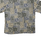 CAMPIA Mens Blue Beige Pattern Cotton Blend Shirt XL Short Sleeve Casual