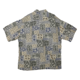 CAMPIA Mens Blue Beige Pattern Cotton Blend Shirt XL Short Sleeve Casual
