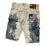 American Flag Patch Heritage America Denim Shorts - 34W 10L Blue Denim
