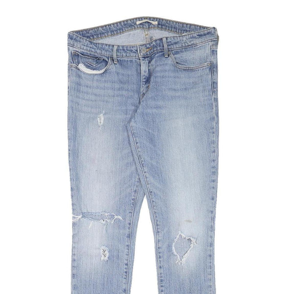LEVI'S 711 Womens Slim Blue Denim Light W34 L31 Ripped Skinny Jeans Cotton Blend