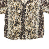 BASIC EDITIONS Womens Beige & Brown Printed Shirt Short Sleeve Collared XL