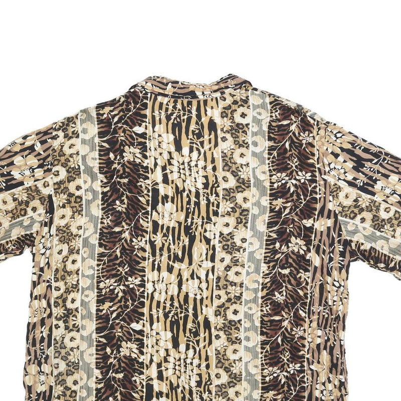 BASIC EDITIONS Womens Beige & Brown Printed Shirt Short Sleeve Collared XL