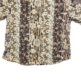 BASIC EDITIONS Womens Beige & Brown Printed Shirt Short Sleeve Collared XL