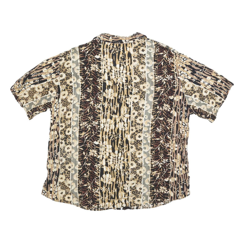 BASIC EDITIONS Womens Beige & Brown Printed Shirt Short Sleeve Collared XL