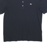 LACOSTE Mens Blue & White Button-Down Collar Short Sleeve Polo Shirt M Cotton