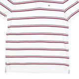 TOMMY HILFIGER Mens White Red & Navy Striped Short Sleeve Polo Shirt S Cotton
