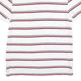 TOMMY HILFIGER Mens White Red & Navy Striped Short Sleeve Polo Shirt S Cotton