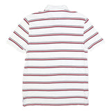TOMMY HILFIGER Mens White Red & Navy Striped Short Sleeve Polo Shirt S Cotton