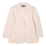 SAG HARBOR Womens Cream Wool Button Jacket M Plain Classic Blazer Outerwear