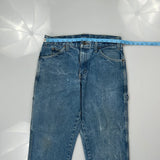 Dickies Double Knee Carpenter Jeans - 32W 26L Blue Cotton