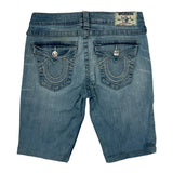 True Religion Contrast Stitch Denim Shorts - 28W UK 8 Light Wash Denim