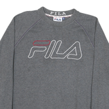 FILA Mens Grey Cotton Blend Crew Neck M Sweatshirt Logo Embroidered Casual
