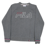 FILA Mens Grey Cotton Blend Crew Neck M Sweatshirt Logo Embroidered Casual