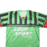 Mens Green & Black Sports Graphic T-Shirt L Short Sleeve V-Neck Polyester