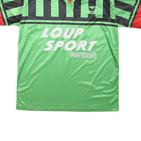Mens Green & Black Sports Graphic T-Shirt L Short Sleeve V-Neck Polyester