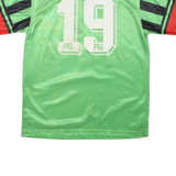 Mens Green & Black Sports Graphic T-Shirt L Short Sleeve V-Neck Polyester