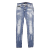 PHILIPP PLEIN Womens Blue Regular Skinny Denim Medium Wash W28 L34 Distressed