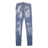 PHILIPP PLEIN Womens Blue Regular Skinny Denim Medium Wash W28 L34 Distressed