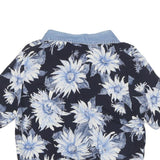 LATTE Womens Blue & White Floral Shirt Short Sleeve Collared XS Rayon Top