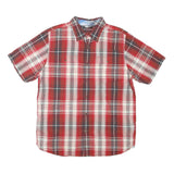 THE NORTH FACE Mens Red & Grey Plaid Shirt L Cotton Blend Buttoned Casual