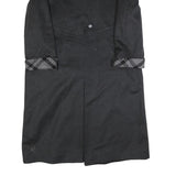 Womens Black Wool Blend Plain Button Jacket UK 16 Classic Fit Long Sleeve