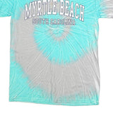 GILDAN Mens Blue & White Myrtle Beach Tie Dye T-Shirt M Short Sleeve Crew Neck