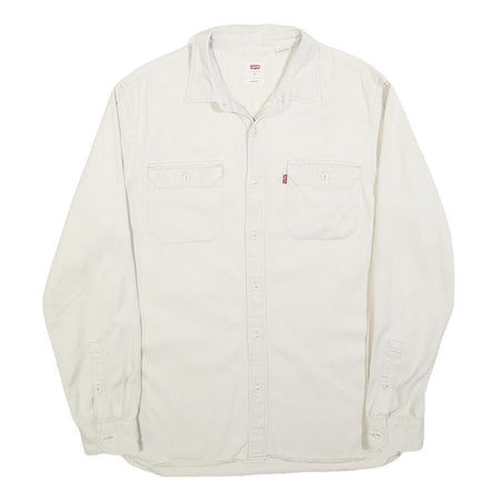LEVI'S Mens White Cotton Shirt M Casual Long Sleeve Button Pocket Classic
