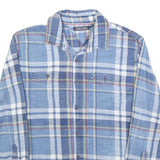 TOMMY HILFIGER Boys Blue & White Checked Shirt L Cotton Blend Button Long Sleeve