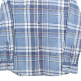 TOMMY HILFIGER Boys Blue & White Checked Shirt L Cotton Blend Button Long Sleeve