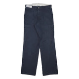 DICKIES Mens Regular Navy Blue Cotton Blend Zip Trousers W30 L31 Cargo Pocket