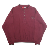TODAYS NEWS Mens Maroon Pullover Sweatshirt M Button Neck Polyester Blend