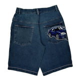 No Boundaries Graphic Denim Shorts - 30W 11L Dark Wash Cotton