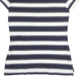 TOMMY HILFIGER Womens Navy & White Striped Short Sleeve Polo Shirt S Cotton