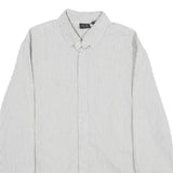ARMANI EXCHANGE Mens White & Grey Striped Shirt M Classic Cotton Blend Button