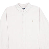 RALPH LAUREN Mens White & Pink Pinstripe Shirt L Classic Fit Button Down Collar