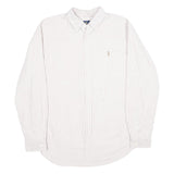 RALPH LAUREN Mens White & Pink Pinstripe Shirt L Classic Fit Button Down Collar