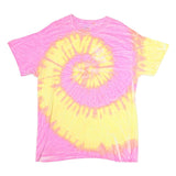 COLORTONE Mens Pink & Yellow Tie Dye Graphic T-Shirt L Short Sleeve Crew Neck