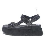 LIU.JO Womens Black Leather Platform Sandals UK 6 Stylish Comfortable Adjustable