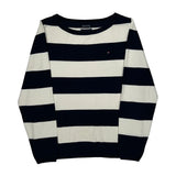 Tommy Hilfiger Striped Sweater - Large Black & White Cotton Blend
