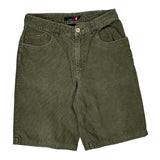 Baggy Quiksilver Cord Shorts - 30W 10L Green Cotton
