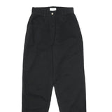 SPENGLER Womens Cotton Black Regular Fit Straight Leg Trousers W24 L32