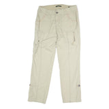 EDDIE BAUER Womens Cotton Blend Beige Regular Straight Trousers W32 L30 Casual